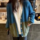 Two-tone Cardigan Blue & Green - One Size