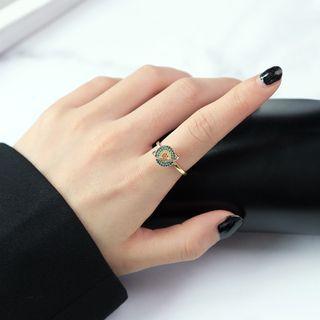 Rotatable Rhinestone Planet Alloy Open Ring Blue & Green & Orange Rhinestone - Gold - One Size