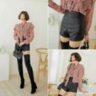 High-waist Faux-leather Shorts