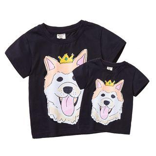 Family Matching Dog Print Short Sleeve T-shirt