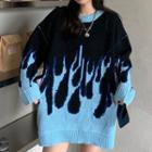 Flame Jacquard Sweater Blue - One Size