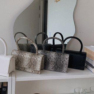 Python / Pleather Hand Bag With Strap