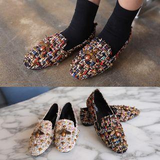 Metallic Tweed Loafers