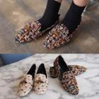 Metallic Tweed Loafers