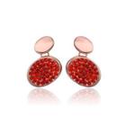Fashion Brilliant Plated Rose Gold Geometric Oval Red Cubic Zirconia Stud Earrings Rose Gold - One Size