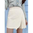Asymmetric Pleat Miniskirt