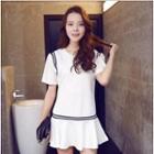 Short-sleeve Striped A-line Dress