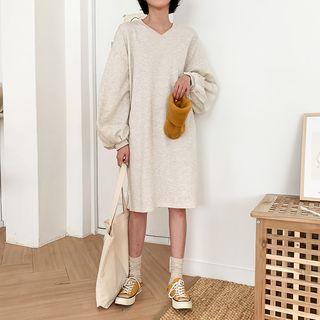V-neck Balloon-sleeve Sweatshirt Dress