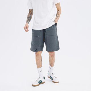 Pocket-front Belted Wide-leg Shorts