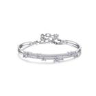 Elegant Temperament Geometric Double-layer Bracelet With Cubic Zirconia Silver - One Size