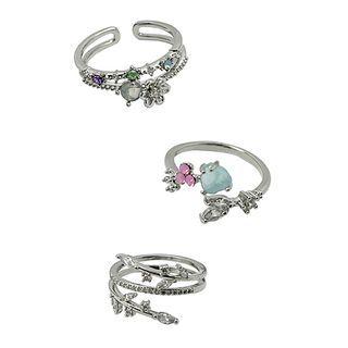 Faux Cat Eye Stone Rhinestone Alloy Open Ring (various Designs)