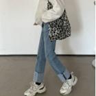 High-waist Zipped Detail Straight Cut Jeans