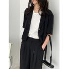 Short-sleeve One-button Blazer Green - One Size