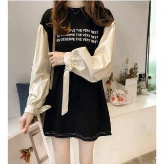 Mock Two-piece Oversized Letter Sweatshirt