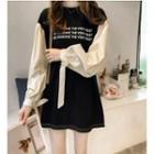 Mock Two-piece Oversized Letter Sweatshirt