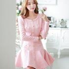 Embossed A-line Dress