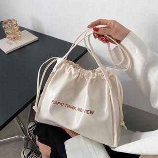 Lettering Shirred Shoulder Bag