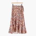 Floral Print Midi A-line Wrap Skirt Floral - Pink - One Size