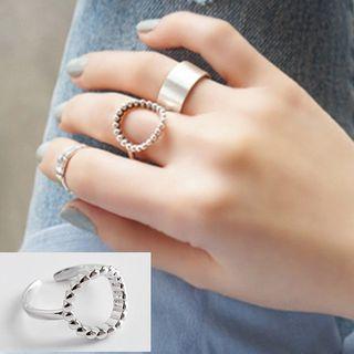 925 Sterling Silver Hoop Open Ring Adjustable - 925 Sterling Silver - White Gold - One Size