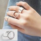 925 Sterling Silver Hoop Open Ring Adjustable - 925 Sterling Silver - White Gold - One Size