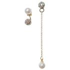 Non-matching Rhinestone Faux Pearl Dangle Earring 1 Pair - As Shown In Figure - One Size