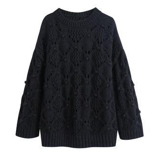 Pom Pom Pointelle Knit Sweater