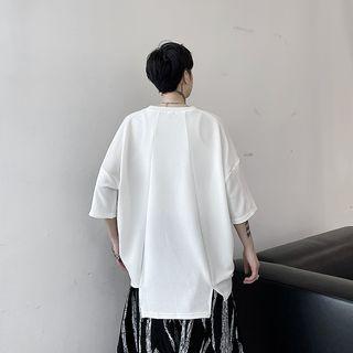 Elbow Sleeve Asymmetrical Oversized T-shirt