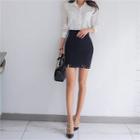 Zip-back Studded Pencil Skirt