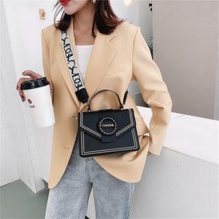Hoop Accent Embroidered Trim Crossbody Bag