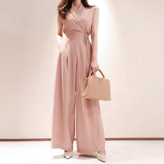 Sleeveless Lapel Jumpsuit