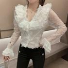 Ruffled Lace Button-up Blouse