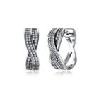 925 Sterling Silver Stylish Bright Geometric Cubic Zircon Earrings Silver - One Size