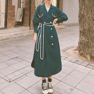 Notch Lapel Double Breasted Belt-waist Trench Coat