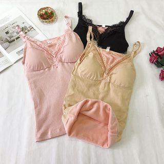 Fleece-lined Padded Lace Tank Top