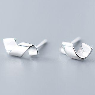 925 Sterling Silver Twisted Bar Earring 1 Pair - S925 Silver - One Size