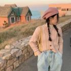 Cable-knit Cardigan Pink - One Size