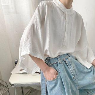 Bell Sleeve Drop Shoulder Plain Henley