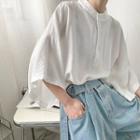Bell Sleeve Drop Shoulder Plain Henley
