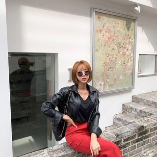 Cropped Pleather Jacket