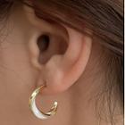 Twisted Glaze Alloy Open Hoop Earring 1 Pair - Gold & White - One Size