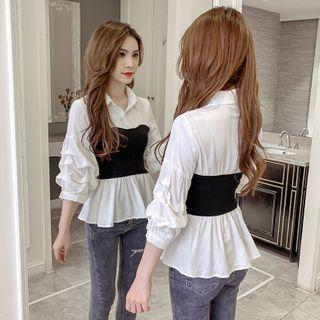 Mock Two-piece Ruffled Shirt