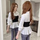 Mock Two-piece Ruffled Shirt