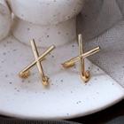 Cross Alloy Earring A315 - 1 Pair - Gold - One Size