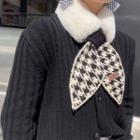 Houndstooth Knit Faux Fur Scarf