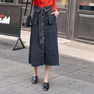 Pocket-detail Denim A-line Skirt