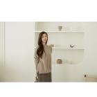 Set Of 2: Mock-neck Slit-hem Knit Top