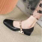Chain Accent Block Heel Mary Jane Shoes