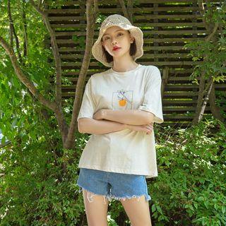 Illustration-printed M Lange T-shirt Light Beige - One Size