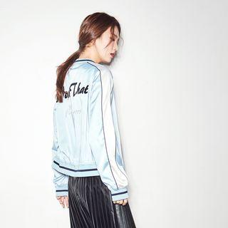 Lettering-back Color-block Jacket