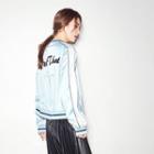 Lettering-back Color-block Jacket